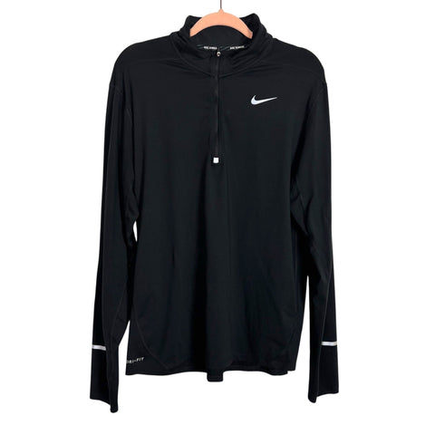 Nike Running Dri-Fit Black Arm Reflective Strip Quarter Zip Pullover - Size L