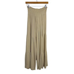 ACOA Beige Gauze with Front Tie Tiered Wide Leg Pants- Size S (Inseam 31")