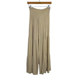 ACOA Beige Gauze with Front Tie Tiered Wide Leg Pants- Size S (Inseam 31")