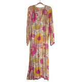 H&M Orange Yellow and Pink Floral Side Slit Dress- Size XL