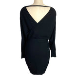 Love Tree Black Ribbed Surplice with Tie Belt Dress- Size 1X/2X
