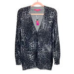 Catherine Catherine Malandrino Black/Gray Animal Print Knit Button Cardigan NWT-Size XS