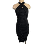 Grace Karin Black Back Cut Out with Front and Back Ruching Halter Dress NWT- Size S