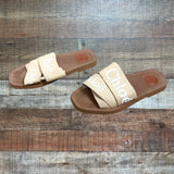 Chloe Logo Woody Flat Sandals- Size 37 (see notes)
