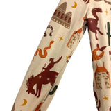 Caden Lane Tan Cowboy Print Two Piece Pajamas- Size 3T (see notes, sold as a set)