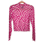 Wknd Chasers Pink/White Checker Mesh Top - Size Medium