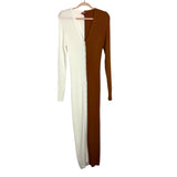 STAUD Brown and White Ribbed Button Front Sweater Dress- Size XL