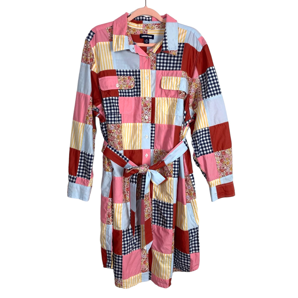 Lands' End Quilted Patchwork Belted Dress- Size 2X (20W-22W) The Saved Collection Lands' End Quilted Patchwork Belted Dress- Size 2X (20W-22W) The Saved Collection