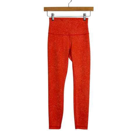 Lululemon Orange Patterned Leggings - Size 4 (Inseam 23")