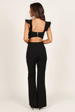 Petal + Pup Black Ruffle with Back and Side Cut Out Yvonne Jumpsuit- Size S
