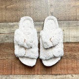 Fitory Cream Double Strap Faux Fur Cork Sandals- Size 7