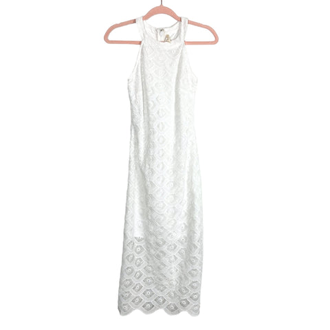 Just Me White Lace Enchanting Gaze Halter Midi Dress- Size XS (sold out online)