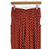Lucy Love Brick/Cream Pattern Elastic Waist Wide Leg Cropped Pants- Size S
