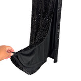Simplee Black Sequin Dress with Slit - Size XL