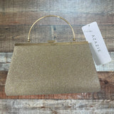 Azazie Gold Glitter Pleated Engraved Britt Handbag NWT