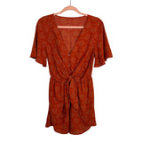 Cupshe Brick Leaf Printed Front Tie Romper- Size S (sold out online)