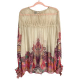Blank London Cream Sheer Metallic Printed Top- Size XL