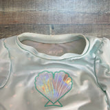 Cat & Jack Light Blue Hearts and Shimmery Sea Shell Rash Guard and Ruffle Bottoms Set- Size 3T (see notes, sold as a set)