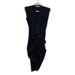 Veronica Beard Black Sleeveless Ruched Poplin Shirtdress - Size 0
