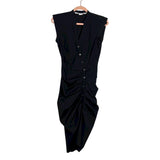 Veronica Beard Black Sleeveless Ruched Poplin Shirtdress - Size 0