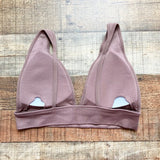 Inibud Purple Ribbed Plunge Padded Sports Bra- Size S
