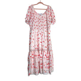 Love Shack Fancy (Target) White/Pink/Yellow Floral Print Lace Detail Skirt with Smocked Bodice Dress- Size 1X