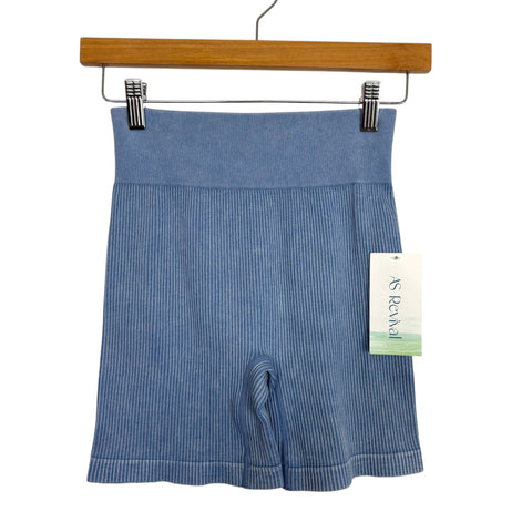 AS Revival Blue Ribbed Seamless Biker Shorts NWT - Size O/S
