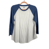 Old Navy White/Blue Raglan Tee- Size L (see notes)