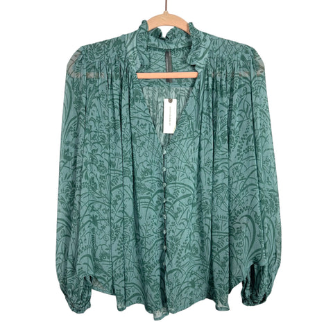 Anthropologie Blue Green Blouse NWT- Size XS