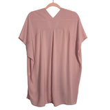 Karlie Blush V-Neck Side Slit Blouse- Size L