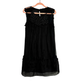 Monique Lhuillier Vintage Black Sheer Beaded Overlay Sleeveless Ruffle Dress- Size ~XS (no size tag, fits like an extra small)
