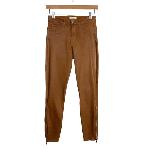 L'Agence Java Coated Stretch with Zipper Detail High Rise Skinny Pants- Size 25 (Inseam 26.5”)