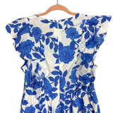 Sugarlips Blue and White Floral Front Snap Surplice Dress- Size M