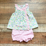 The Smocking Place Lemon Print Button Front Shorts Set- Size 3T