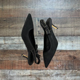 White House Black Market Black Canvas Slingback Heels- Size 9 (sold out online)