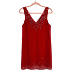 Sam Edelman Red V-Neck Beaded Dress- Size XS