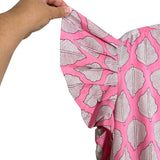 Holly Shae Design Pink Leaf Print Ruffle Sleeve Split Hem Dress- Plus Size (fits like 18)