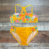 Art Class Yellow Floral Print Bikini and Rash Guard 3 Piece Set- Size  M 7/8Y (see notes, sold as a set)
