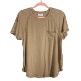 Pink Lily Tan Front Pocket Tee- Size S