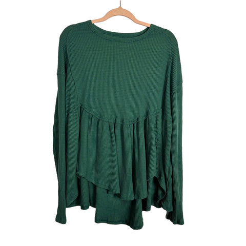 We The Free Green Waffle Top - Size M