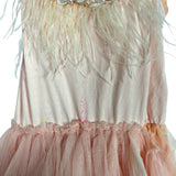 IBTOM CASTLE Pink Beaded Feather Tulle Skirt Dress- Size ~5/6 (see notes)