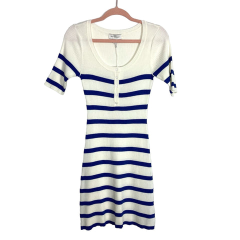 Free Assembly White with Blue Striped Ribbed Dress NWT- Size S (sold out online)