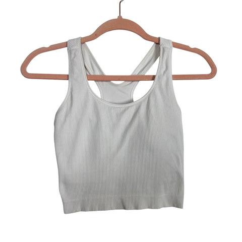 Calia White Ribbed Racerback Sports Bra - Size M (See Notes)