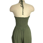 Cupshe Olive Gauze Tie Neck Halter Jumpsuit- Size S