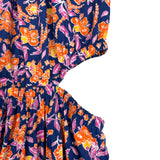 J Crew Navy Floral Side Cutouts Tie Strap Dress- Size M (sold out online)