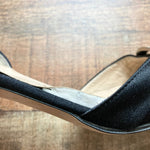 Manolo Blahnik Black Satin Rhinestone Charm Slinback Heels- Size 39 (see notes)