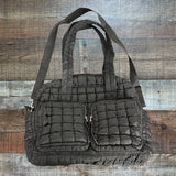 Pink Lily Black Quilted Weekender Bag