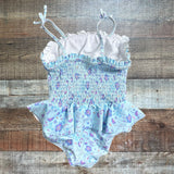 Ruffle Butts Blue Floral Smocked One Piece- Size 4T (see notes)