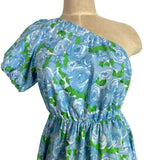 Show Me Your Mumu Blue and Green Floral One Shoulder Dress- Size S (sold out online)