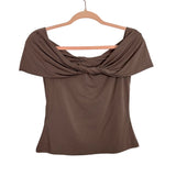 Abercrombie & Fitch Taupe Modal-Blend Off the Shoulder Front Twist Top- Size S